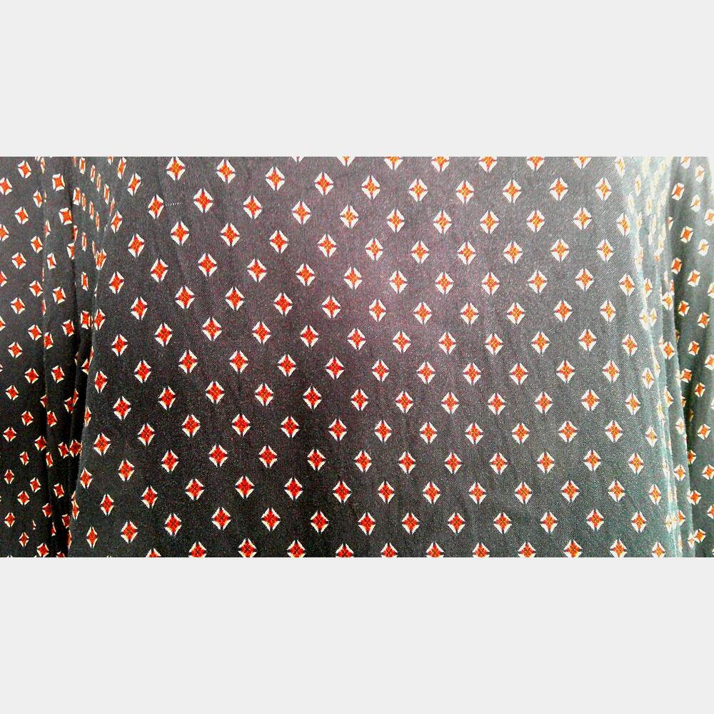 H&M Jual Tie Sleeve Midi Patterned Dress Women's 6 Round Neck Navy Red - Picture 3 of 8